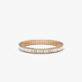 14k Dainty Stackable Full Eternity Baguette Diamond Ring 14k Rose Gold Ferkos Fine Jewelry