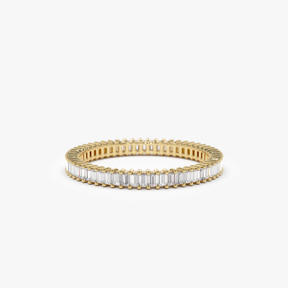 14k Dainty Stackable Full Eternity Baguette Diamond Ring 14K Gold Ferkos Fine Jewelry
