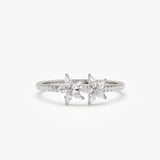 14k Marquise Shaped Diamond Flower Design Statement Ring 14K White Gold FERKOS FJ