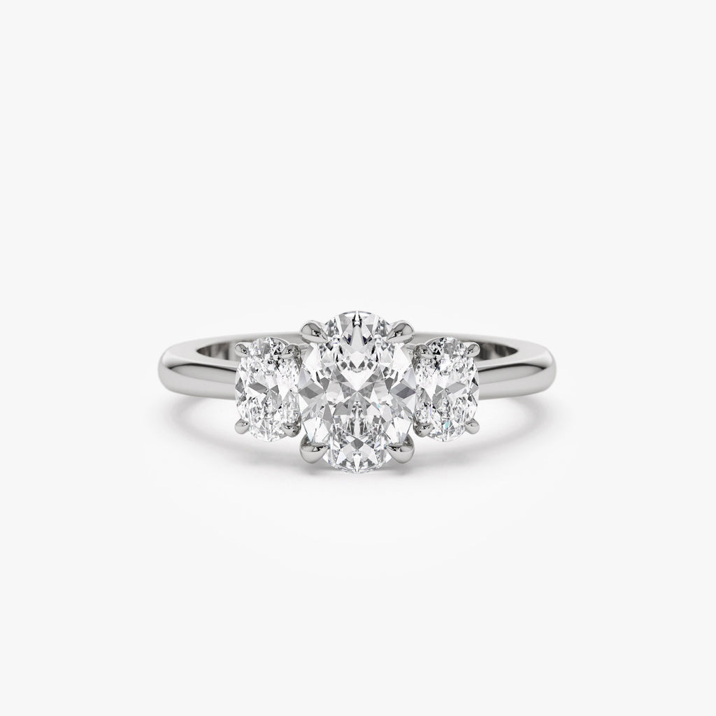 1.50 ctw 14k Oval Shape Lab-Grown Diamond Three Stone Engagement Ring ...