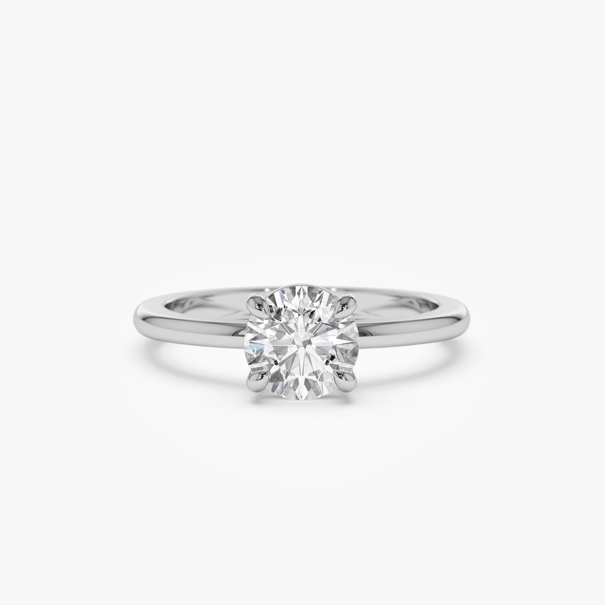 1.00 ctw 14k 4 Prong Basket Setting Round Lab Grown Diamond Engagement Ring - Kate 14K White Gold Ferkos Fine Jewelry