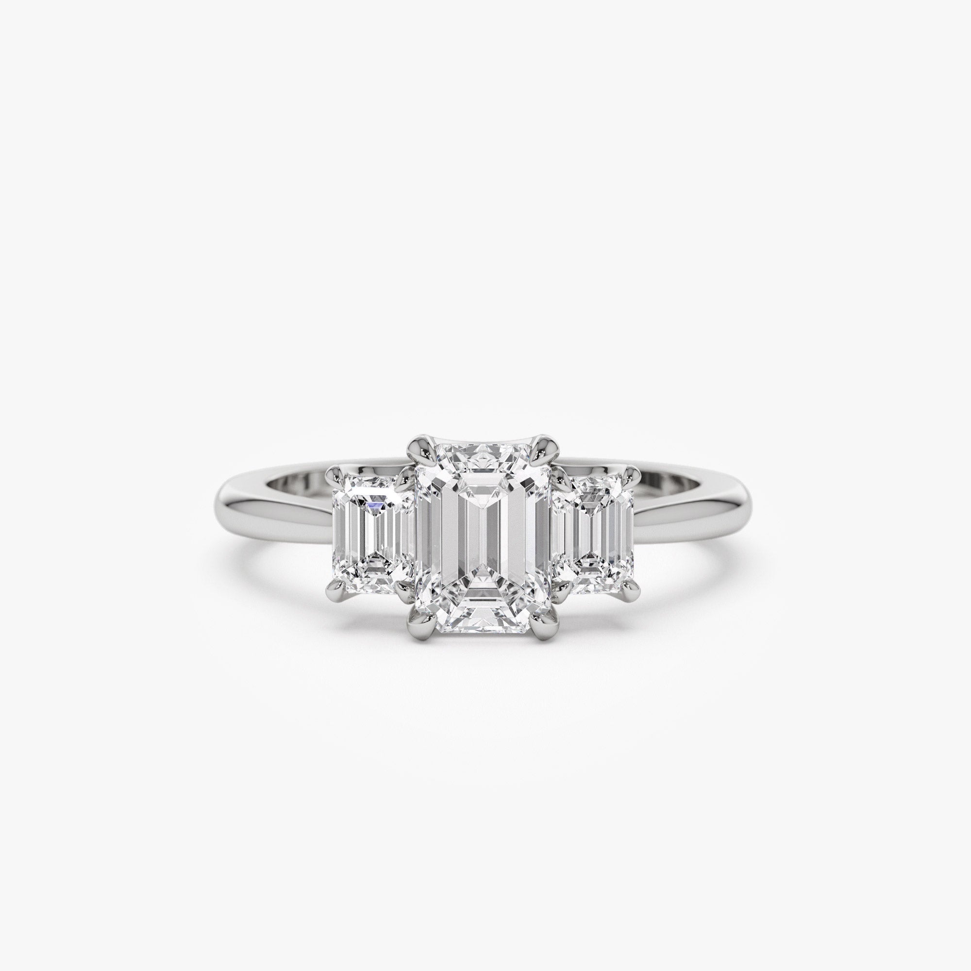 1.50 ctw 14k Emerald Cut Lab-Grown Diamond Three Stone Engagement Ring - Julie 14K White Gold Ferkos Fine Jewelry