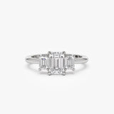 1.50 ctw 14k Emerald Cut Lab-Grown Diamond Three Stone Engagement Ring - Julie 14K White Gold Ferkos Fine Jewelry