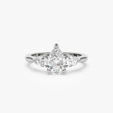 1.50 ctw 14k Pear Shaped Lab Grown Diamond Three Stone Engagement Ring - Emma 14K White Gold Ferkos Fine Jewelry
