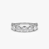 1.75 ctw 14k Bezel Setting Nine Stone Round Lab Grown Diamond Wedding Ring - Lily 14K White Gold Ferkos Fine Jewelry