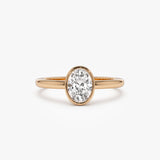 0.75 - 1.50 ctw 14k Bezel Setting Oval Shaped Lab Grown Diamond Engagement Ring - Cora 14K Rose Gold Ferkos Fine Jewelry