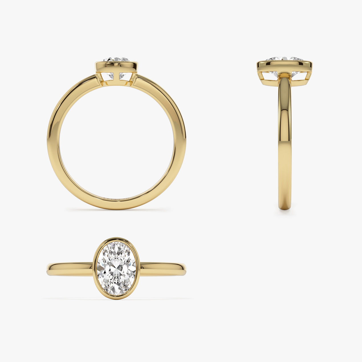 Oval Lab Diamond Bezel Set Ring