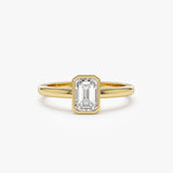 0.75 - 1.50 ctw 14k Bezel Setting Emerald Cut Lab Grown Diamond Engagement Ring - Anna 14K Gold Ferkos Fine Jewelry
