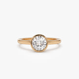0.75 - 1.50 ctw 14k Bezel Setting Round Shape Lab Grown Diamond Engagement Ring - Lydia 14K Rose Gold Ferkos Fine Jewelry