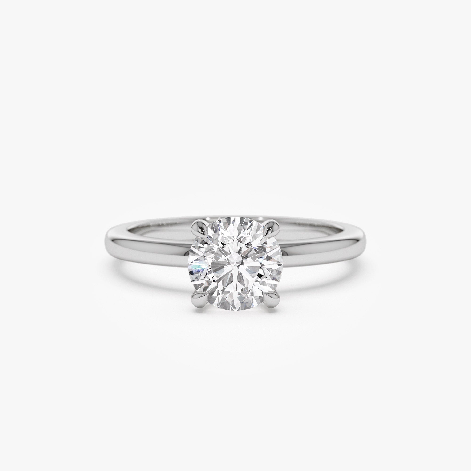 0.75 - 1.50 ctw 14k Four Prong Setting Round Shape Lab Grown Diamond Engagement Ring - Valerie 14K White Gold Ferkos Fine Jewelry