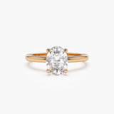 0.75 - 1.50 ctw 14k Four Prong Setting Oval Shaped Lab Grown Diamond Engagement Ring - Valeria 14K Rose Gold Ferkos Fine Jewelry