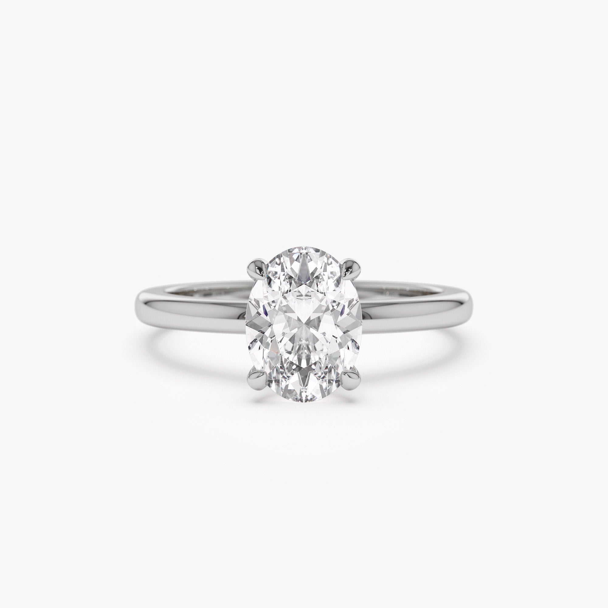 0.75 - 1.50 ctw 14k Four Prong Setting Oval Shaped Lab Grown Diamond Engagement Ring - Valeria 14K White Gold Ferkos Fine Jewelry