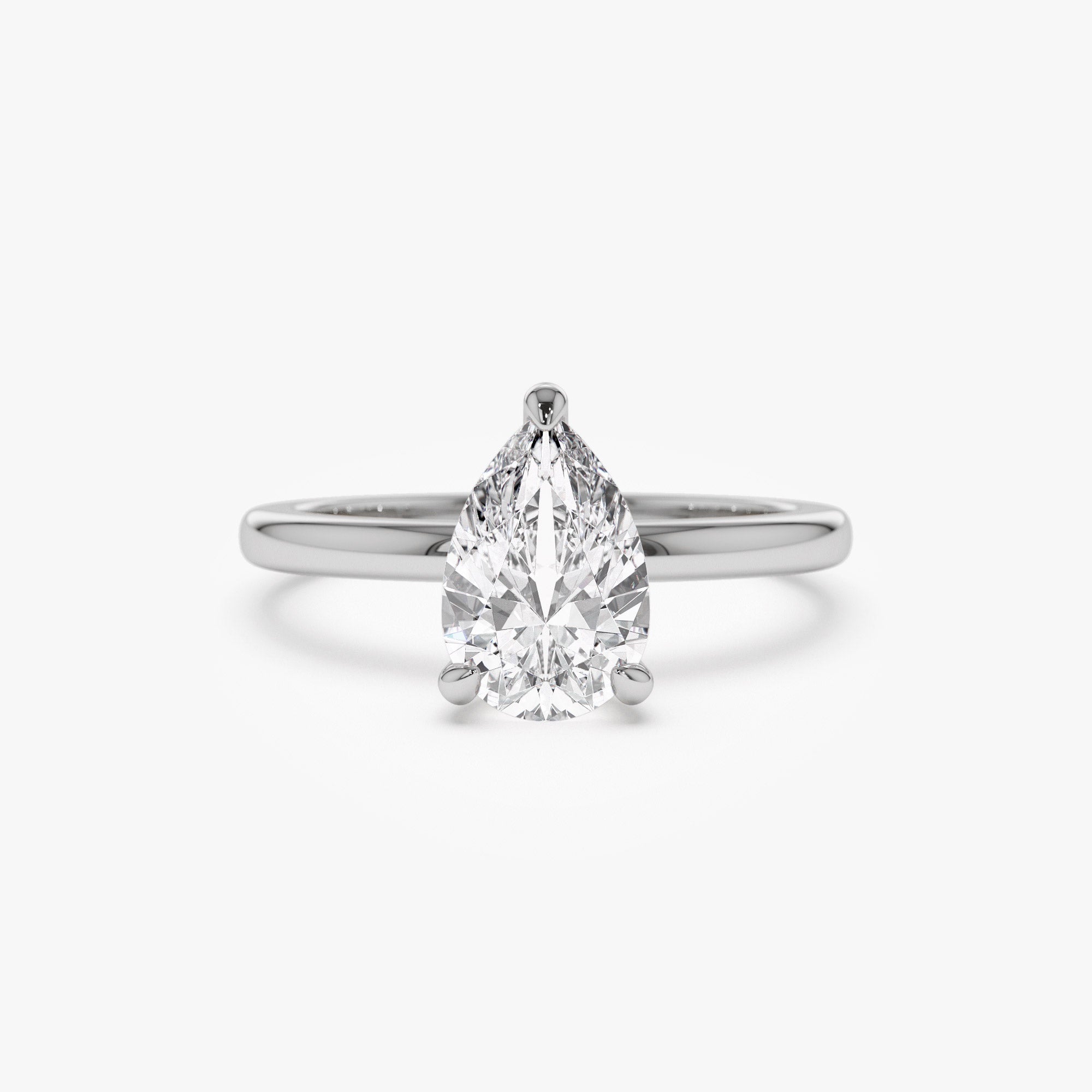 0.75 - 1.50 ctw 14k Prong Setting Pear Shaped Lab Grown Diamond Engagement Ring - Kylie 14K White Gold Ferkos Fine Jewelry