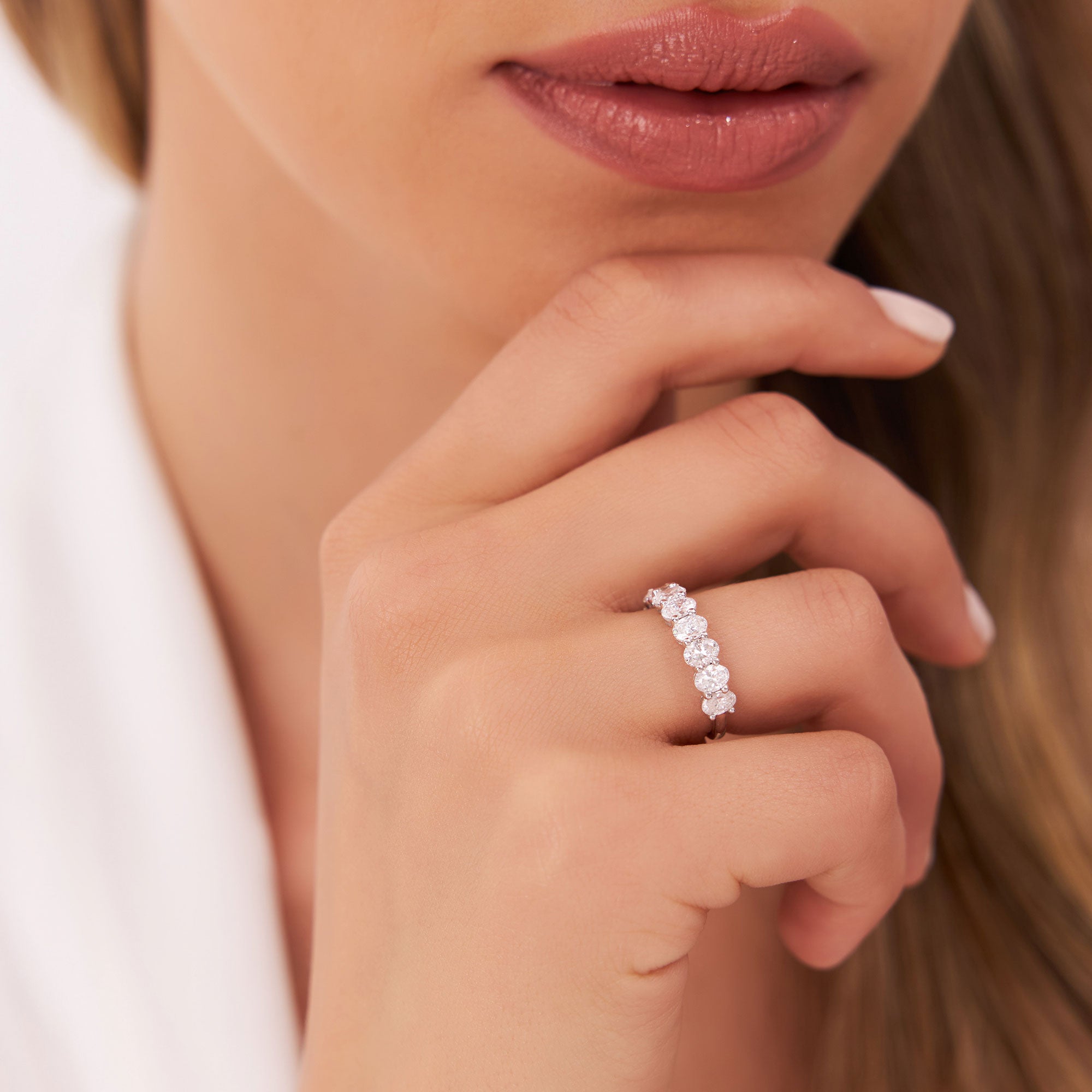 1.25 ctw 14k Prong Setting Seven Stone Oval Cut Lab Grown Diamond Wedding Ring - Marie  Ferkos Fine Jewelry