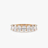 1.25 ctw 14k Prong Setting Seven Stone Oval Cut Lab Grown Diamond Wedding Ring - Marie 14K Rose Gold FERKOS FJ