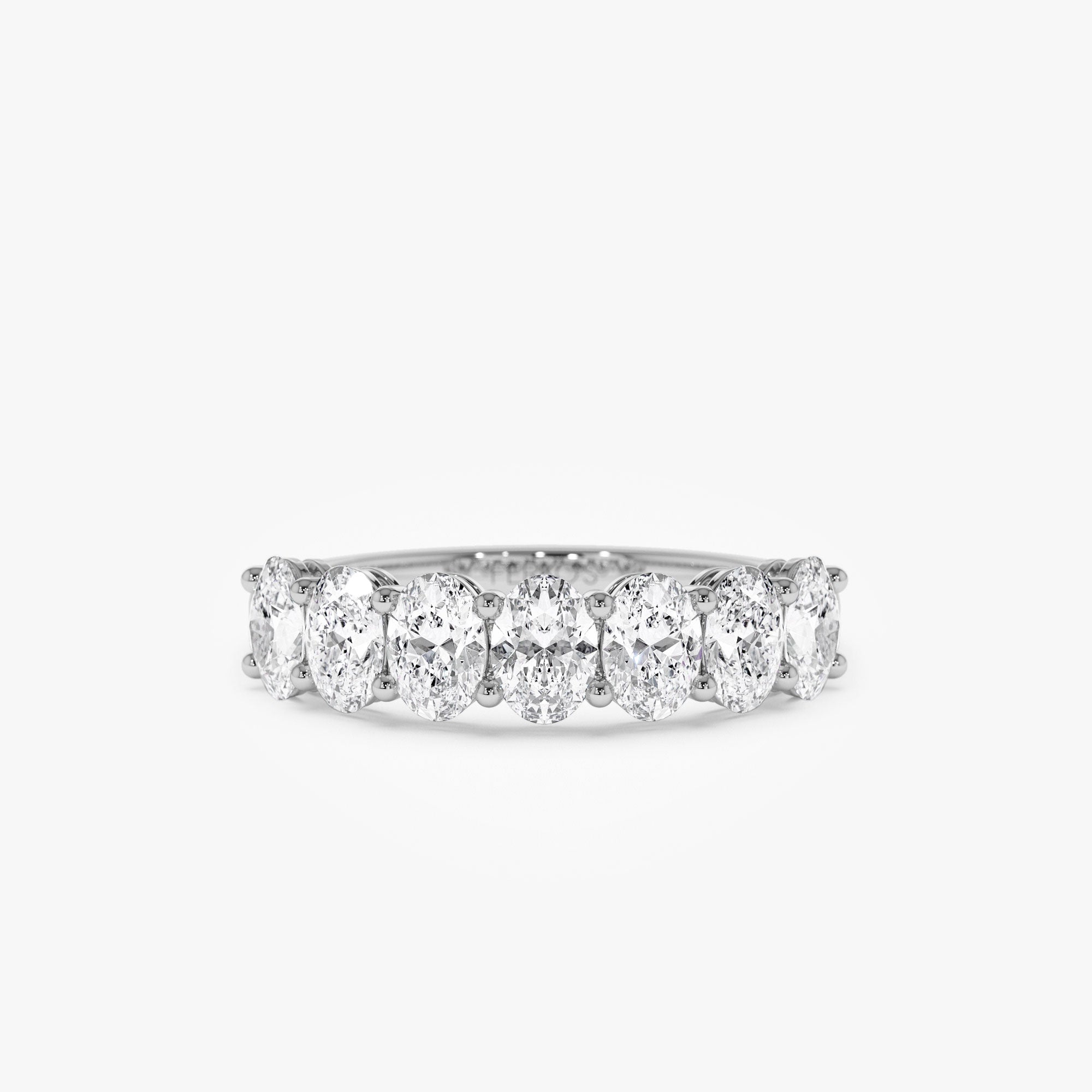 1.25 ctw 14k Prong Setting Seven Stone Oval Cut Lab Grown Diamond Wedding Ring - Marie 14K White Gold FERKOS FJ