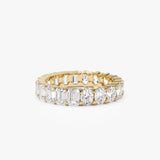 3.30 ctw 14k Prong Setting Full Eternity Oval & Emerald Cut Lab Grown Diamond Ring - Rosa 14K Gold Ferkos Fine Jewelry