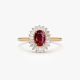14k Baguette Diamond Ballerina Oval Ruby Ring 14K Rose Gold Ferkos Fine Jewelry