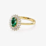14k Baguette Diamond Ballerina Oval Emerald Ring  Ferkos Fine Jewelry