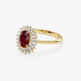 14k Baguette Diamond Ballerina Oval Ruby Ring  Ferkos Fine Jewelry