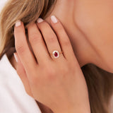 14k Baguette Diamond Ballerina Oval Ruby Ring  Ferkos Fine Jewelry