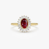 14k Baguette Diamond Ballerina Oval Ruby Ring 14K Gold Ferkos Fine Jewelry
