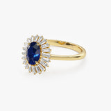 14k Baguette Diamond Ballerina Oval Sapphire Ring  Ferkos Fine Jewelry