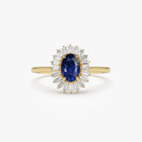 14k Baguette Diamond Ballerina Oval Sapphire Ring 14K Gold Ferkos Fine Jewelry