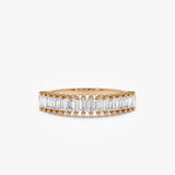14k Baguette Diamond Wedding Band 14K Rose Gold Ferkos Fine Jewelry