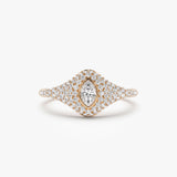 14K Pave Setting Marquise Shaped Diamond Signet Ring 14K Rose Gold Ferkos Fine Jewelry