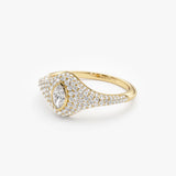 14K Pave Setting Marquise Shaped Diamond Signet Ring  Ferkos Fine Jewelry