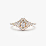 14K Pave Setting Pear Shaped Diamond Signet Ring 14K Rose Gold Ferkos Fine Jewelry