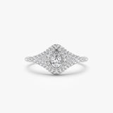 14K Pave Setting Pear Shaped Diamond Signet Ring 14K White Gold Ferkos Fine Jewelry