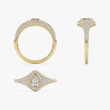 14K Pave Setting Pear Shaped Diamond Signet Ring  Ferkos Fine Jewelry