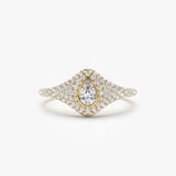 14K Pave Setting Pear Shaped Diamond Signet Ring 14K Gold Ferkos Fine Jewelry