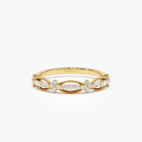 14k Vintage Inspired Baguette Diamond Wedding RIng 14K Gold Ferkos Fine Jewelry