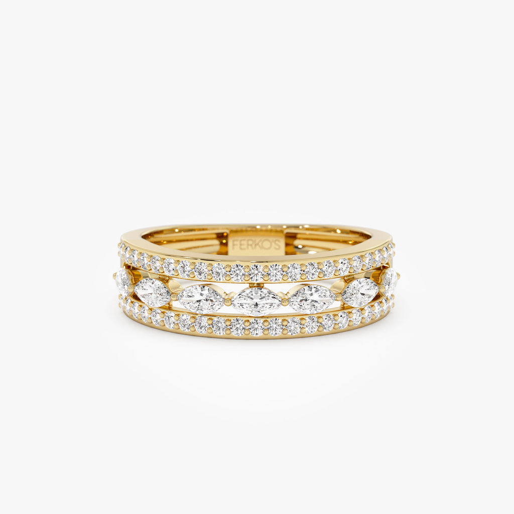 14K Multi-Band Marquise and Round Diamond Ring – FERKOS FJ