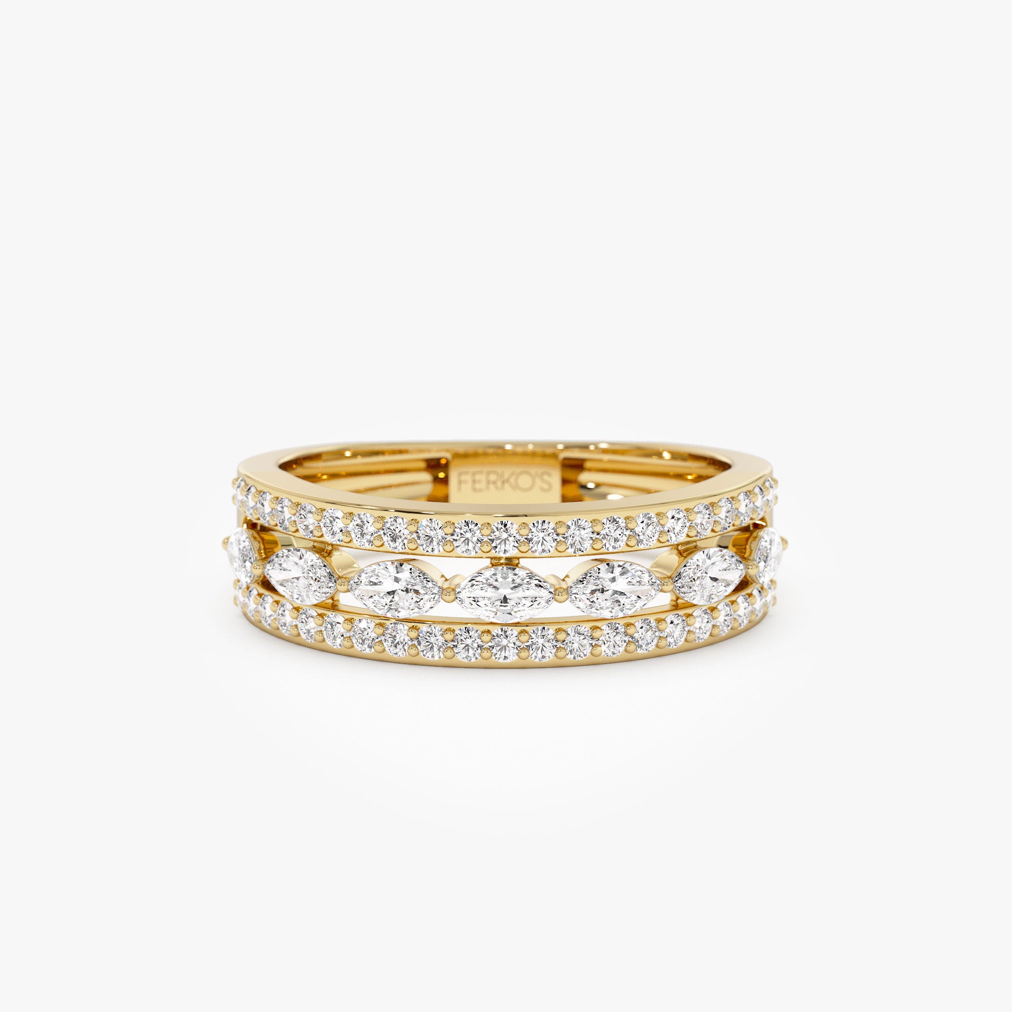 14K Multi-Band Marquise and Round Diamond Ring – FERKOS FJ