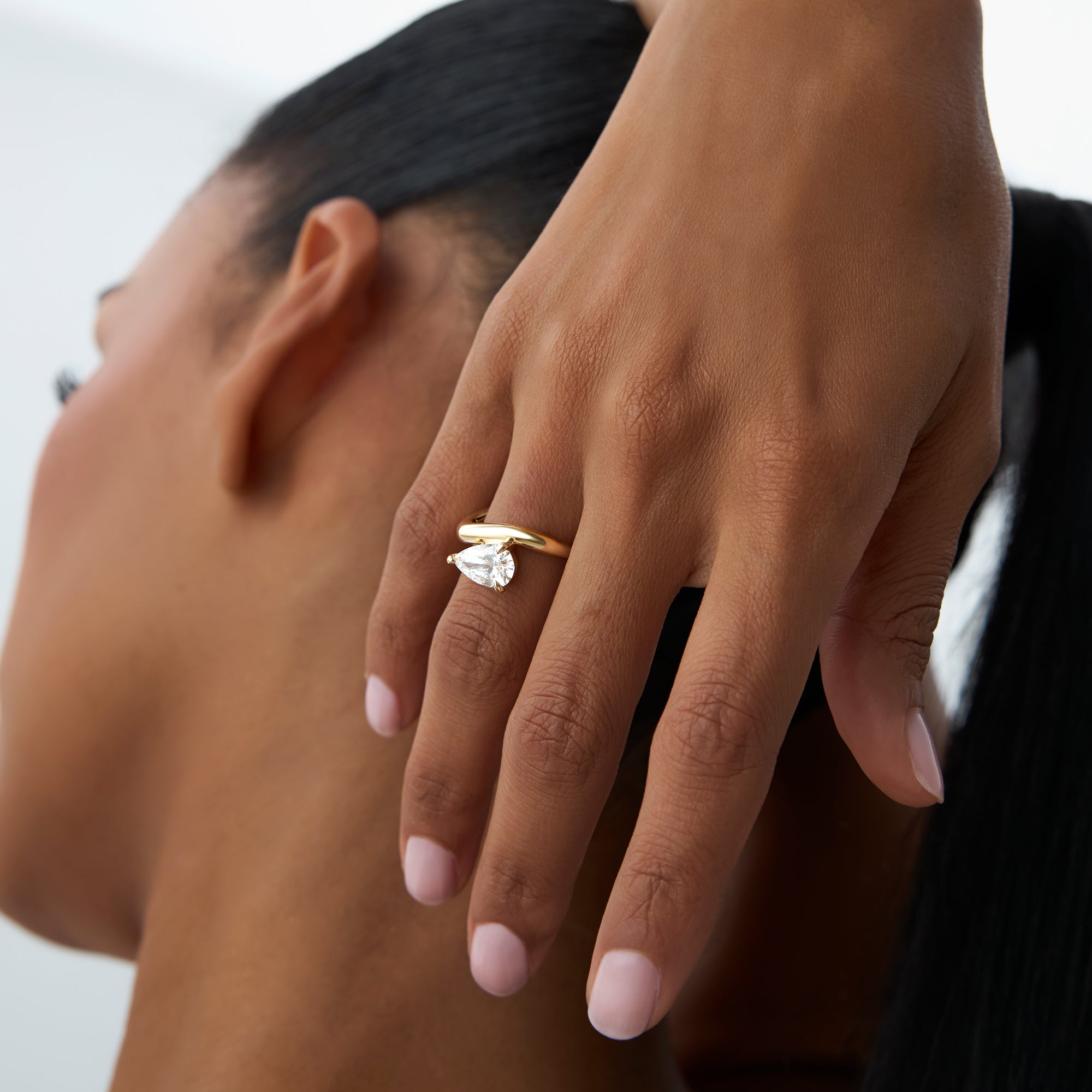 1.55 ctw 14k Lab Grown Pear Shaped Wave Diamond Engagement Ring  - Sophie  Ferkos Fine Jewelry