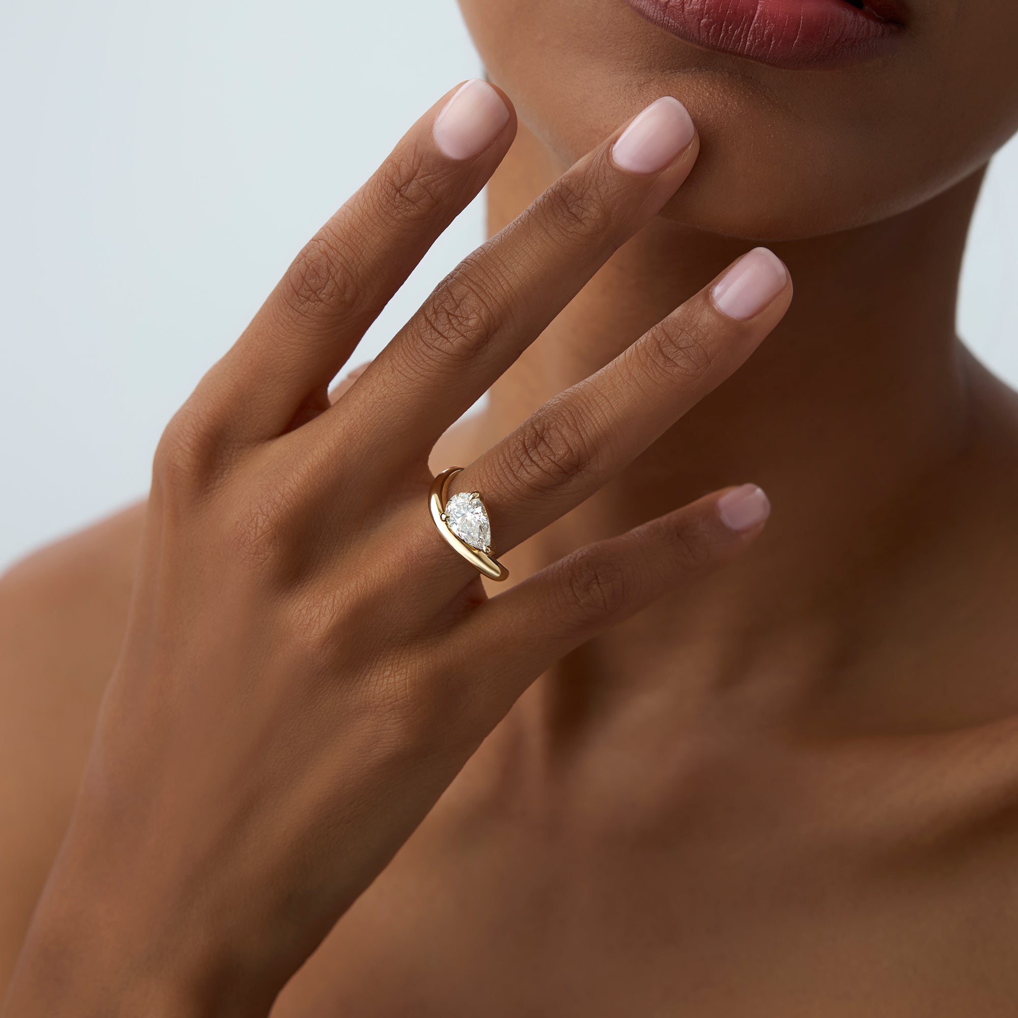 1.55 ctw 14k Lab Grown Pear Shaped Wave Diamond Engagement Ring  - Sophie  Ferkos Fine Jewelry