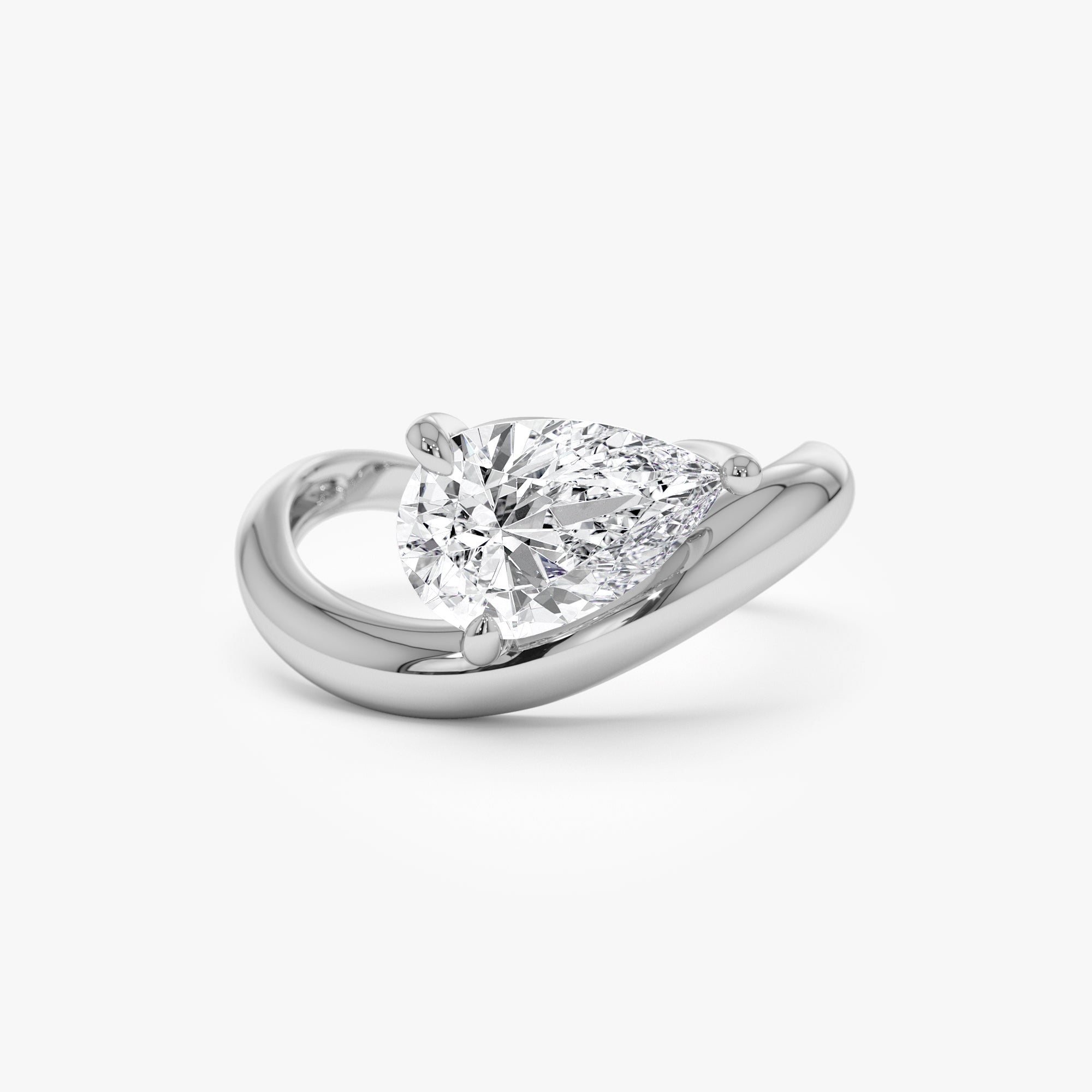 1.55 ctw 14k Lab Grown Pear Shaped Wave Diamond Engagement Ring  - Sophie 14k White Gold Ferkos Fine Jewelry
