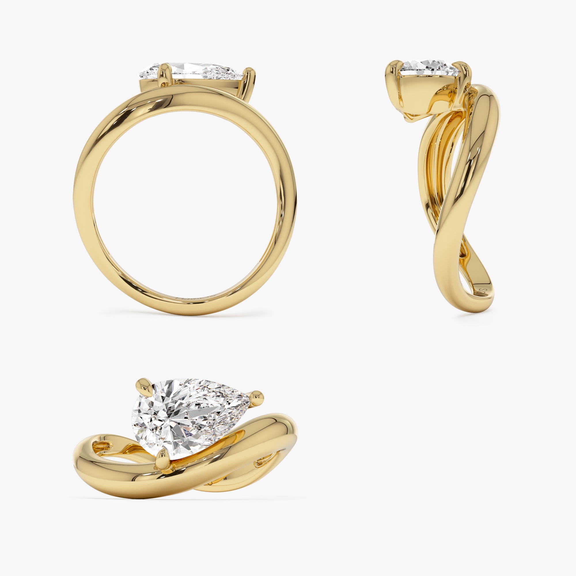 1.55 ctw 14k Lab Grown Pear Shaped Wave Diamond Engagement Ring  - Sophie  Ferkos Fine Jewelry