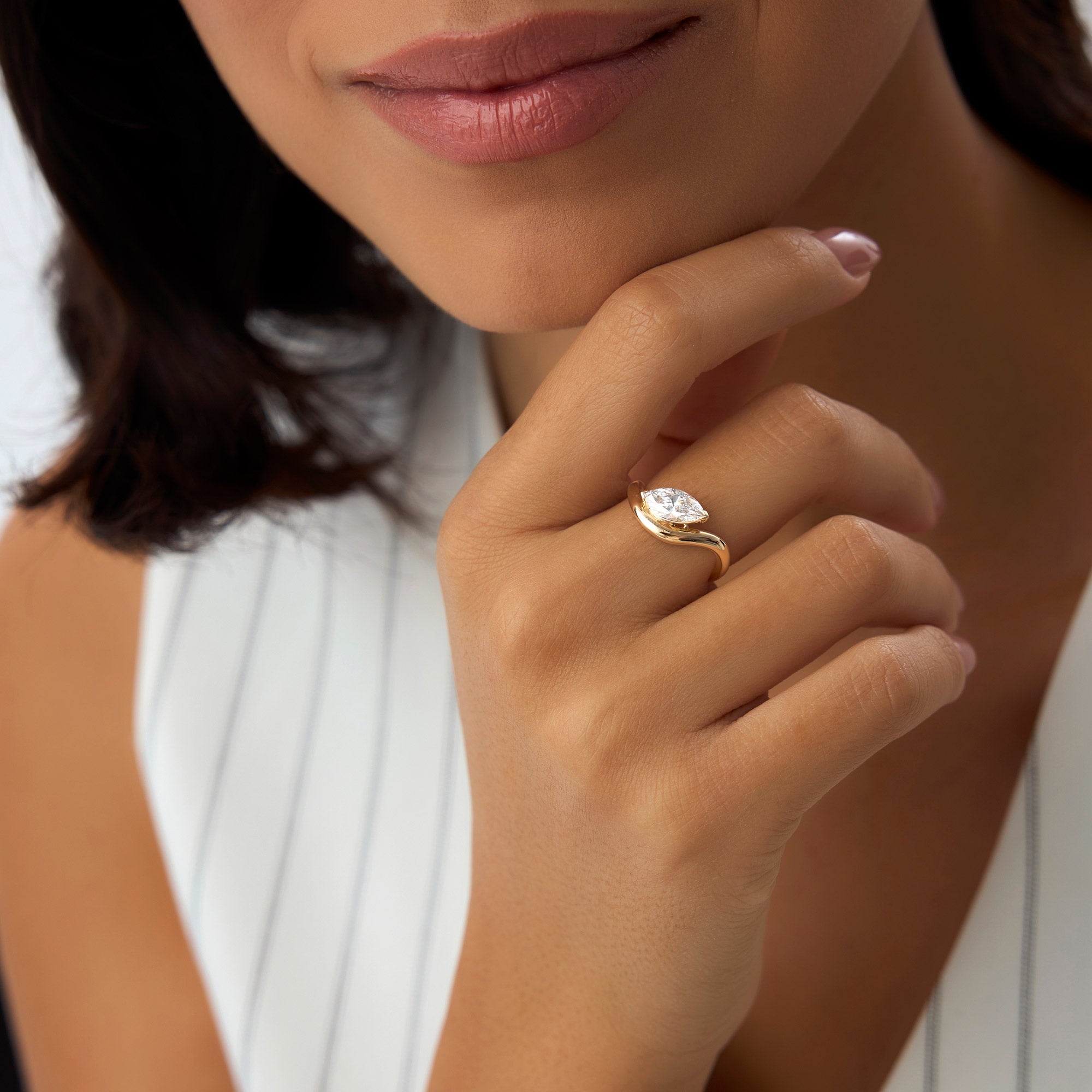 1.00 ctw 14k Marquise Shaped Sleek Design Lab Grown Engagement Ring - Rylee  Ferkos Fine Jewelry