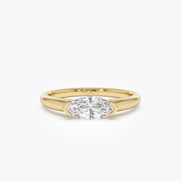 0.75 ctw 14k Marquise Shaped East-West Lab Grown Engagement Ring - Olivia