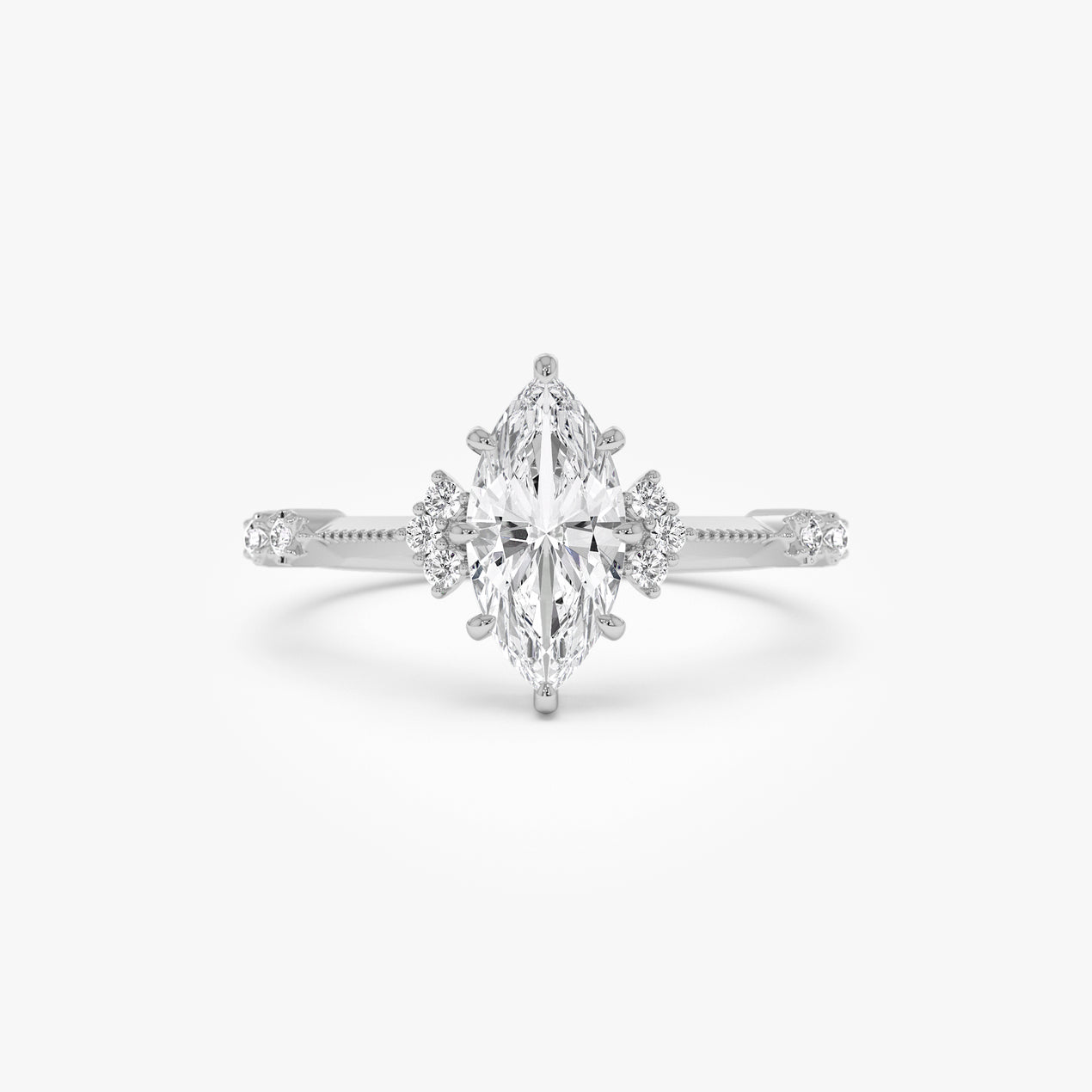 Art Deco Style White Marquise Cut Diamond & Emerald Target Engagement Ring| Art Deco Jewelry| Propose Ring| Gift Ring| Anniversary Gift newest Ring