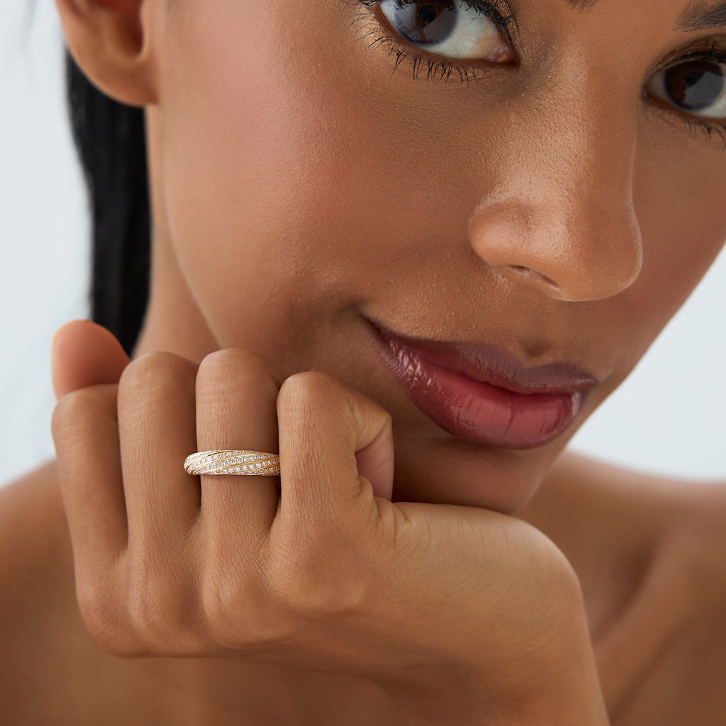 14k Gold Unique Twist Design Pave Diamond Ring – Ferkos Fine Jewelry