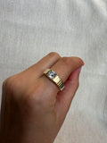 14K Gold 1.00ct Round Diamond Ribbed Ring