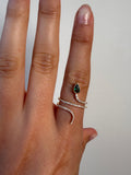 14K Gold Graduating Diamond And Pear Shape Emerald Wrap Around Ring
