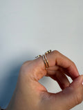 14K Gold Graduating Diamond And Pear Shape Emerald Wrap Around Ring