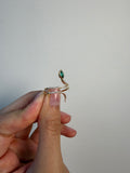 14K Gold Graduating Diamond And Pear Shape Emerald Wrap Around Ring